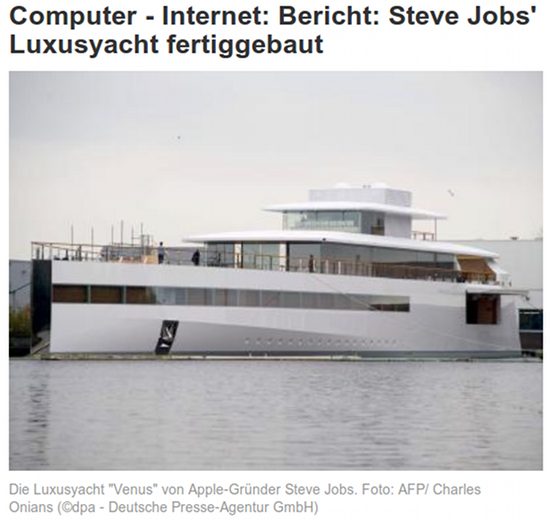 Computer - Internet: Bericht: Steve Jobs's Luxusyacht fertiggebaut