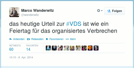 @wanderwitz: das heutige Urteil zur #VDS ist wie ein Feiertag für das organisiertes [sic!] Verbrechen