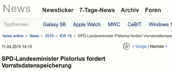 SPD-Landesminister Pistorius fordert Vorratsdatenspeicherung